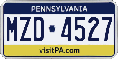 PA license plate MZD4527
