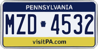 PA license plate MZD4532