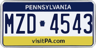 PA license plate MZD4543