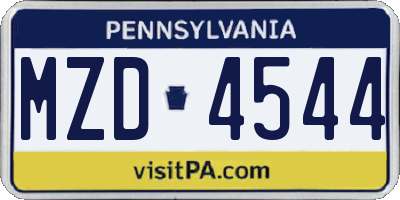 PA license plate MZD4544