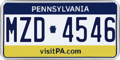 PA license plate MZD4546