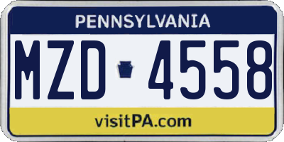 PA license plate MZD4558