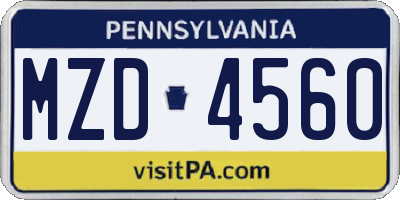 PA license plate MZD4560