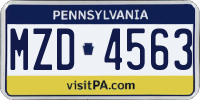 PA license plate MZD4563