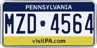 PA license plate MZD4564