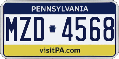 PA license plate MZD4568