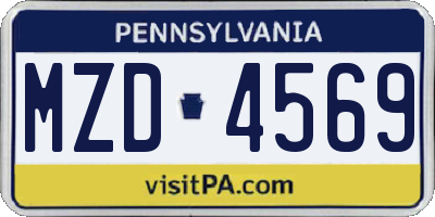 PA license plate MZD4569
