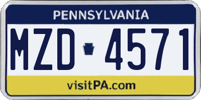 PA license plate MZD4571