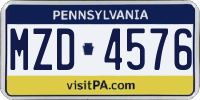 PA license plate MZD4576