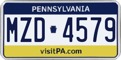PA license plate MZD4579
