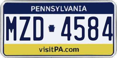 PA license plate MZD4584