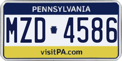 PA license plate MZD4586
