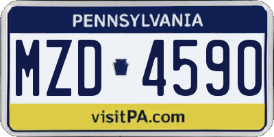 PA license plate MZD4590