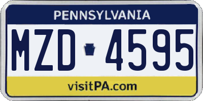 PA license plate MZD4595