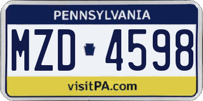 PA license plate MZD4598