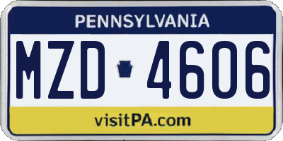 PA license plate MZD4606