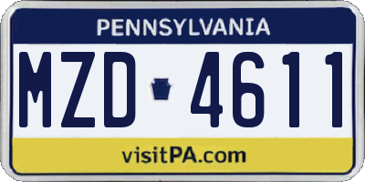 PA license plate MZD4611