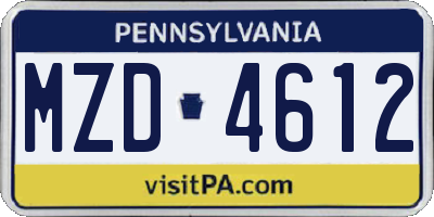 PA license plate MZD4612