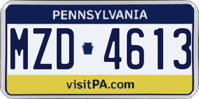 PA license plate MZD4613