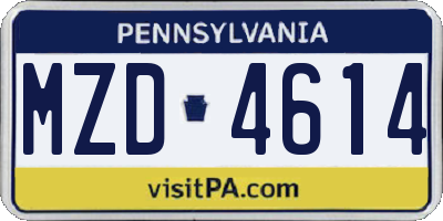 PA license plate MZD4614
