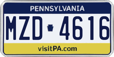 PA license plate MZD4616
