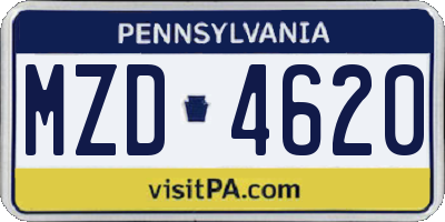 PA license plate MZD4620