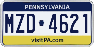 PA license plate MZD4621