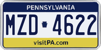PA license plate MZD4622