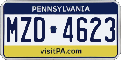 PA license plate MZD4623