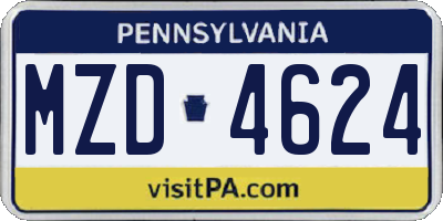 PA license plate MZD4624