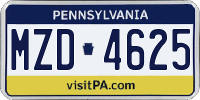PA license plate MZD4625