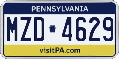 PA license plate MZD4629