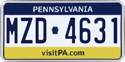 PA license plate MZD4631