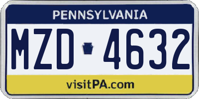 PA license plate MZD4632