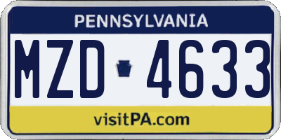 PA license plate MZD4633