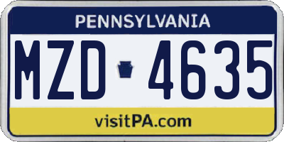 PA license plate MZD4635