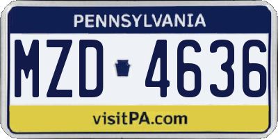 PA license plate MZD4636