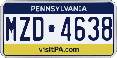 PA license plate MZD4638