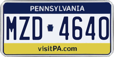 PA license plate MZD4640