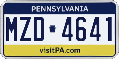 PA license plate MZD4641