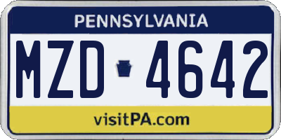 PA license plate MZD4642