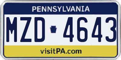 PA license plate MZD4643