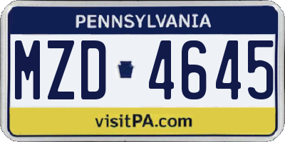 PA license plate MZD4645