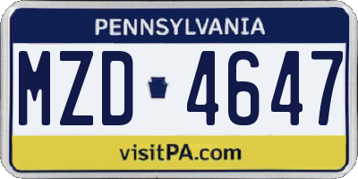 PA license plate MZD4647