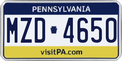PA license plate MZD4650