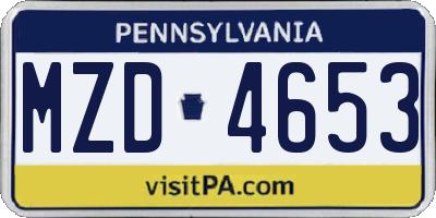 PA license plate MZD4653