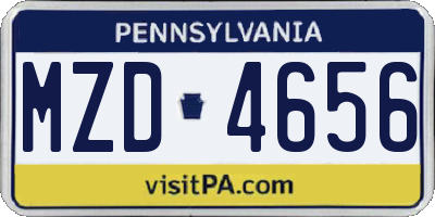 PA license plate MZD4656