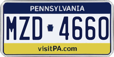 PA license plate MZD4660