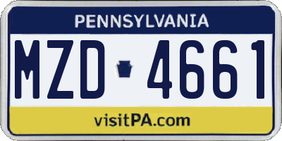 PA license plate MZD4661