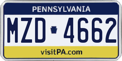 PA license plate MZD4662